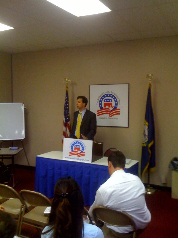 Larry Hausman speaks to the Young Republicans